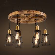 Vintage Holz Rad Metall Lampenschirm Bar Zahler Deckenleuchte Pendelleuchte American Loft Esszimmer Hangelampe Helm Restau Holzpendelleuchte Lampe Lampenschirm
