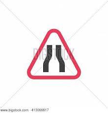 Alert drivers of changing road conditions ahead. Narrow Road Ahead Vector Photo Free Trial Bigstock