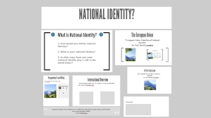 One's national identity refers to the sense of belonging one has to a state or a nation, or a sense of solidarity one feels with a particular group without regard to one's actual citizenship status. National Identity By Bobby Tino