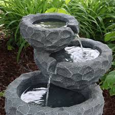 Sunnydaze 3 Tier Chiseled Basin Solar