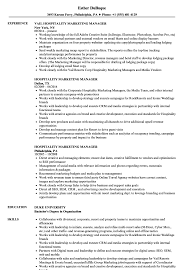 hospitality marketing manager resume