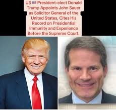 BREAKING!!!!! US 🇺🇸 President-elect Donald Trump Appoints John Sauer as  Solicitor General of the United States, Cites His Record