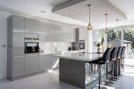 With this change, people in the kitchen could interact with those in the dining room and living room, creating a more social atmosphere. Contemporary Kitchen Design Kitchen Layout Modern Kitchen Living Room Kitchen Designs Layout