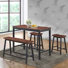 Living room, dining room, bedroom, outdoor & patio, home office Counter Height Dining Furniture With One Bench And Two Saddle Stools Black Brown Ideal For Home Kitchen Living Room Modern Style With Foot Pads Costway 4 Piece Solid Wood Dining Table Set