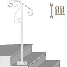 Single post ornamental hand rail 1 or 2 step railing for | etsy. 2 Step Handrail Ebay