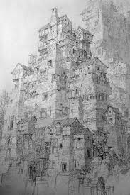 Incredible Pen Drawings Visualize Futuristic Cities With Densely Detailed Architecture Futuristic City City Drawing Concept Art Drawing