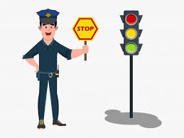 Policeman Cartoon Character Standing In A Traffic Signal And Showing Stop Road Sign Cartoon Characters Traffic Signal Character