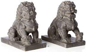 Alfresco Home Foo Dogs Statue Set Of 2 Foo Dog Statue Dog Garden Statues Foo Dog