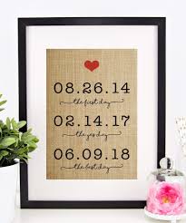 Amazon Com Personalized Valentines Day Gift For Wife Or Husband Wedding Anniversary Engagement Bridal Shower The First Day The Yes Day The Best Day Burlap Print Handmade
