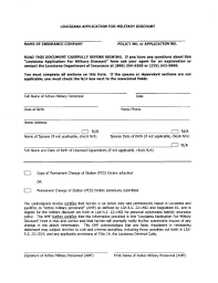 The military discount is not valid with saver fares. Louisiana Application For Military Discount Fill Out And Sign Printable Pdf Template Signnow