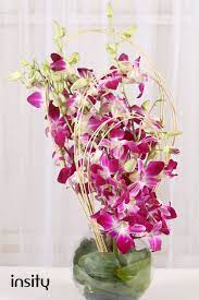 Purple Orchids Vase Arrangement In 2020 Purple Orchids Orchid Vase Orchids