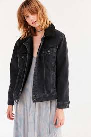 Bdg Borg Lined Western Denim Trucker Jacket Urban Outfitters Jackets Trucker Jacket Denim