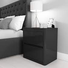 Undranded modern high gloss bedside table cabinet chest of 2 drawers bedroom side nightstand with 16 colors rgb led lights furniture decoration 35x45x52cm (black) 3.7 out of 5 stars 11 chilton black high gloss 2 drawer bedside cabinet, small chest of drawers, metal handles & runners, bedroom furniture storage/children's room/nursery Lexi High Gloss Anthracite Grey 2 Drawer Bedside Table Furniture123