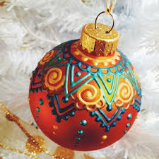 Hand Painted Indian Henna Christmas Ornament By Hellohennahouse Yuletide Decorations Christmas Ornaments Orange Christmas