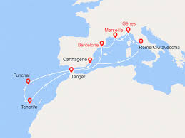 Carte routière du portugal et du sud de l'espagne éditée par itm. Croisiere Pas Chere Msc Sinfonia Italie France Espagne Portugal Maroc