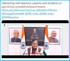 The education minister is addressing students live via twitter and will be taking any questions they have relating to board exams like the cbse board exams 2021. Io Miczcztkkvm