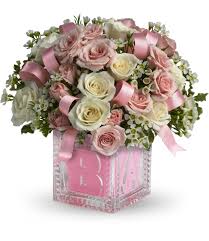 Crystal Block New Baby Girl Flower Bouquet New Baby Flowers Flower Arrangements New Baby Products