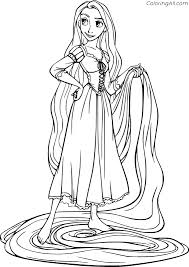These coloring pages are perfect for those who want to practice coloring faces and hair! Rapunzel Has Very Long Hair Coloring Page Coloringall