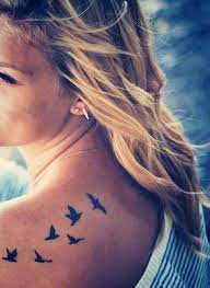 Little Upper Back Tattoo Of Six Flying Birds Tattoos Mom Tattoos Back Tattoo