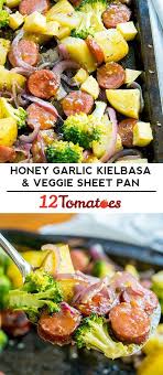 Honey Garlic Kielbasa And Veggie Sheet Pan Dinner Recipe Sheet Pan Recipes Sheet Pan Suppers Recipes Sheet Pan Dinners