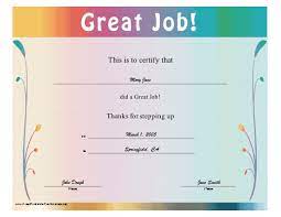 Great Job Certificate Printable Certificate Certificate Templates Printable Certificates Awards Certificates Template