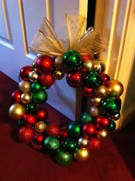 Diy Christmas Wreath Dollar Store Ornaments Strung Through A Coat Hange Dollar Store Christmas Crafts Dollar Store Christmas Decorations Christmas Wreaths Diy