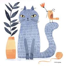 Russian Blue By Terry Runyan Cats Illustration Cat Illustration Cat Art