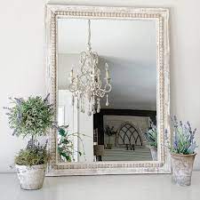 Arya Wood Bead Mirror In White Wash Purple Rose Home Beaded Mirror Farmhouse Mirrors White Wash