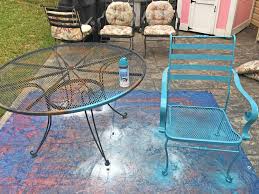 Have some metal outdoor furniture that you need to repaint? Makeovermonday Painting 12 Year Old Patio Furniture The Daily Starr