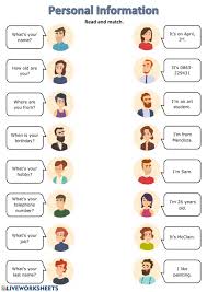 Personal Information Online Exercise For Beginners You Can Do The Exercises Onl In 2021 Learning English For Kids English Activities For Kids English Lessons For Kids