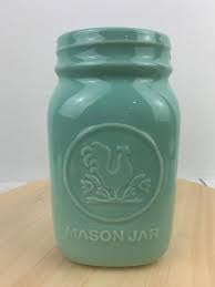 Fishs Eddy Mint Green Ceramic Faux Mason Jar, Fishs Eddy Faux Mason Jar,  Mint Green Mason Jar, Jade Colored Mason Jar from Fishs Eddy