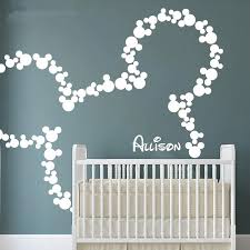 Mickey mouse and minnie mouse is a great theme for adults and children of all ages. Mickey Mouse Wall Stickers Personalized Baby Name Minnie Mouse Inspired Wall Decals Nursery Kids Room Decor Mural Wallpaper D360 Bemmengurun