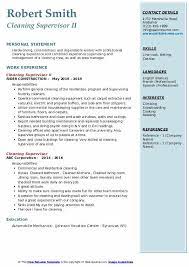 Cleaning Supervisor Resume Samples Qwikresume