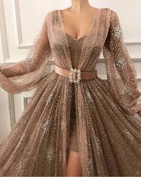 Majestic Mocha Gown Prom Dresses With Sleeves Elegant Dresses Gowns Dresses