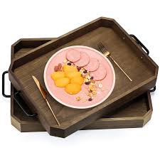 When the tray top is in place, it can be used as a bedside table or coffee table, and when the tray top is removed, it becomes a regular tray that can be used to carry items. Peakrous Wood Serving Tray With Metal Handles Breakfast Metaltray For Bed Coffee Table Table Ottoman Trays For Living Room Bathroom Buy Online In Japan At Desertcart Jp Productid 225667957