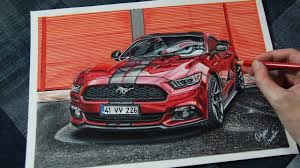 Nissan 180sx on the beach realistic car drawing. Custom Cars Realistic Modified Car Drawings
