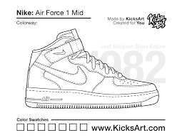 Check spelling or type a new query. Nike Air Force 1 Mid Sneaker Coloring Pages Created By Kicksart