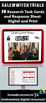 The infamous salem witch trials began during the spring of 1692, after a group of young girls in salem village, massachusetts, claimed to be possessed by the devil and accused several local women of witchcraft. Salem Witch Trials Research Task Cards Google Drive Digital And Print Includes Access To 52 Book Task Cards Teaching American Literature Salem Witch Trials