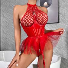 DHgate.com:Womens Sexy Leather Halter Teddy Bodysuit Open Crotch Sleepwear  Erotic Lingerie Porno T230531:Apparel