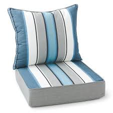 Better Homes Gardens 2 Piece Striped Outdoor Lounge Chair Cushion Set In Blue Walmart Com In 2020 Outdoor Lounge Chair Cushions Lounge Chair Cushions Chair Cushions