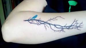 Bite The Tattoo On Your Shoulder Meaning I Like That The Branch Is Black And The Bird Is Colored Bluebird Tattoo Tattoos New Tattoos