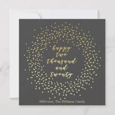 Happy 2020 Faux Gold Script Gold Wreath Card Zazzle Com Gold Wreath Happy New Year Design Cards