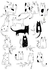 Animated Black And White Cute Pictures Lisa Buckridge Pattern Black And White Kitty Cats Galore Cat Art Cats Illustration Cat Illustration