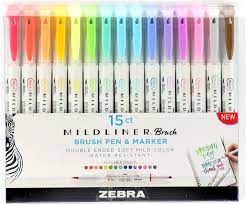 Touch cool six art markers 80 color alcohol based for drawing graphic manga design. Amazon Com Zebra Pen Mildliner Double Ended Brush And Fine Tip Pen Assorted Colors 15 Count Office Products