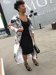 Black Midi Dress Floral Kimono Plus Sized Fashions Fashion Kimono Outfit Black Midi Dress