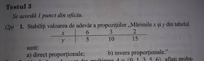 Add to my workbooks (10) download file pdf add to google classroom add to microsoft teams share through whatsapp. Stabiliti Valoarea De Adevar A Propozitiilot Marimile X Si Y Din Tabelul Sunt A Direct Proportionale Brainly Ro