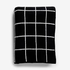 Black And White Grid Throw Blanket Grid Black Knit Throw Blanket In 2020 Knit Throw Blanket Knitted Throws Knitted Blankets