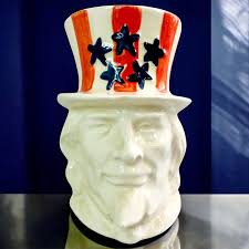 Maceta de cerámica vintage del tío Sam de McCoy Pottery, 7" de alto, LEER