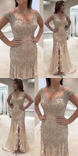 Sheath Prom Dresses Round Neck Prom Dresses Light Champagne Prom Dresses Cr 523 Split Prom Dresses Champagne Prom Dress Elegant Prom Dresses