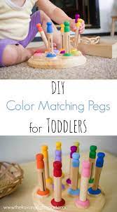 Diy Color Matching Pegs For Toddlers Perfect And Easy Work For Montessori Toddlers Interested In Fine Moto Diy Montessori Toys Montessori Diy Diy Toddler Toys